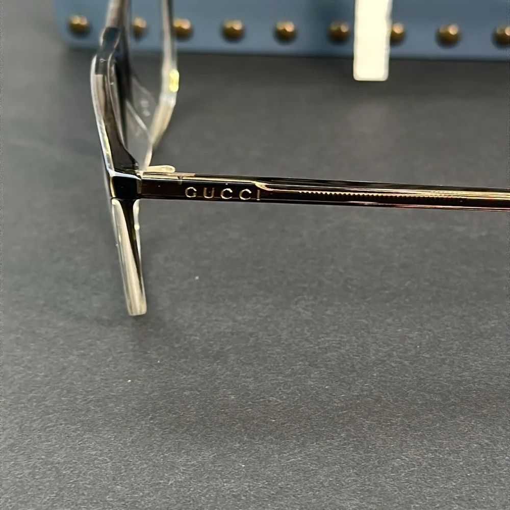 Gucci GG0554O 004 Grey/Clear Rectangular Men's Eyeglasses